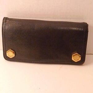 Hayden Harnett Wallet All Leather Black ID Card Holder Full Size